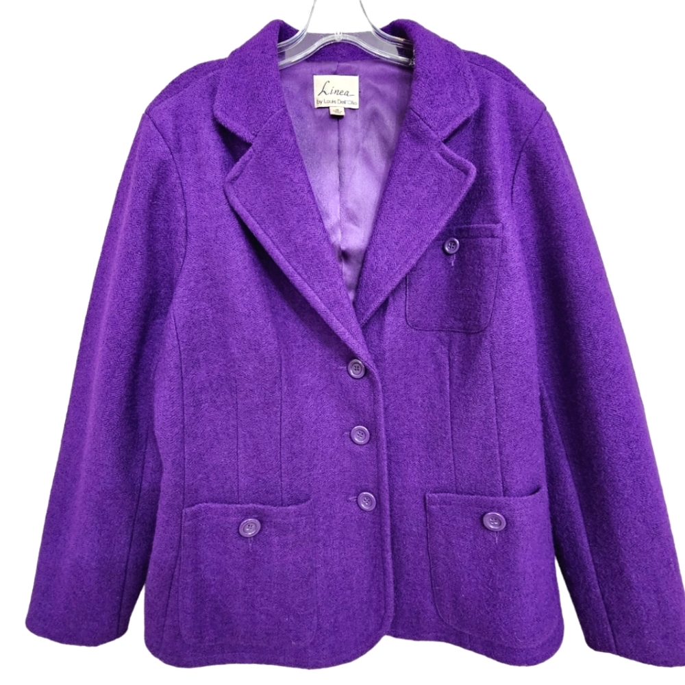 Vintage Linea,by Louis Dell'Olio Purple Wool Blend Collared Blazer